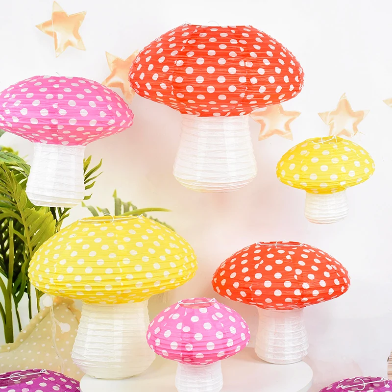 

Mushroom Paper Lantern For Kids Birthday Party Decoration Ornaments New Year Backdrop Baby Shower Garden Decorative Background