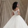 BEPEITHY Customized Ivory Off Shoulder Lace Wedding Dresses For Women Deep Neckline Boho Bride Modern Bridal Ball Gown 4