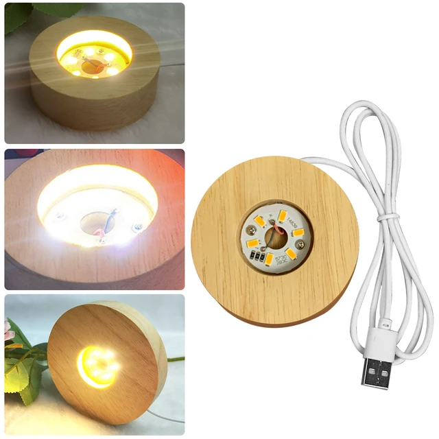 Base lumineuse LED en bois USB, 7 cm, 6cm, présentoir non rotatif, maison,  nouveau, 2 pièces - AliExpress