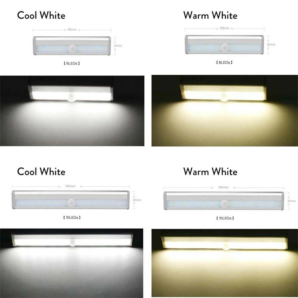 10 LEDs PIR LED Motion Sensor Light Cupboard Wardrobe Bed Lamp LED Under Cabinet Night Light Closet Stairs Kitchen led night light led motion sensor light led cabinet light under cabinet light led cabinet lights