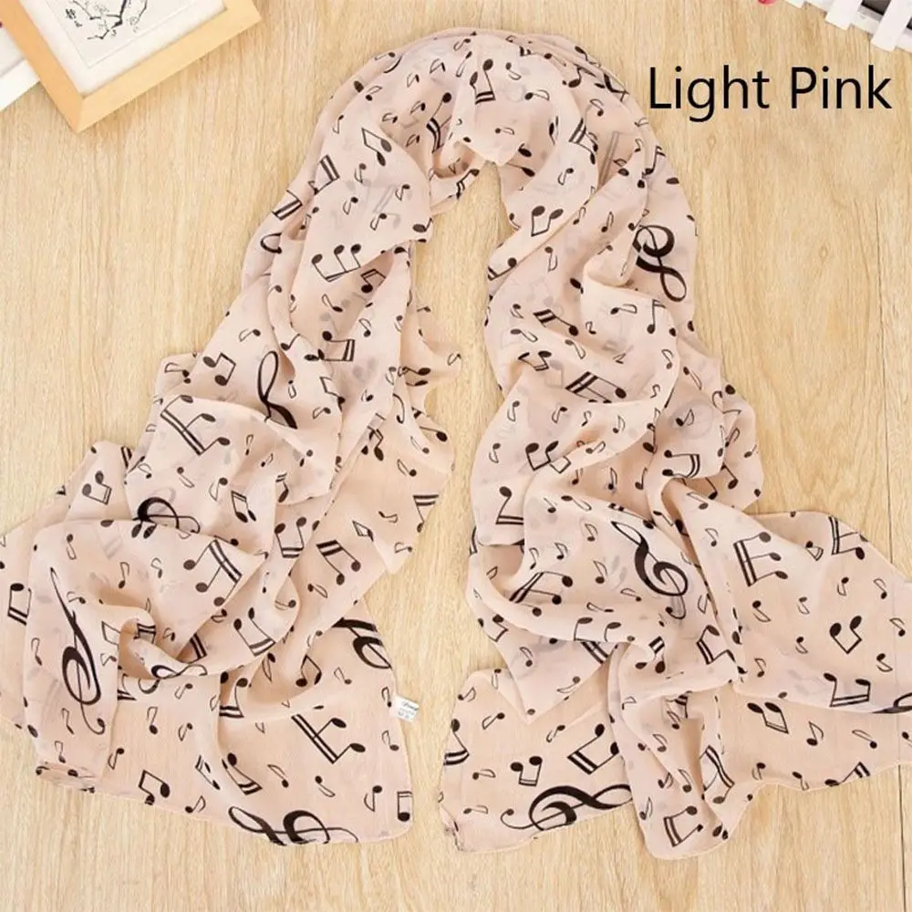 Trendy Women Neck Scarf Ladies Gift Accessory Treble Clef Printed Muffler Chiffon Silk Scarf Music Note Printed Scarf Shawl 4