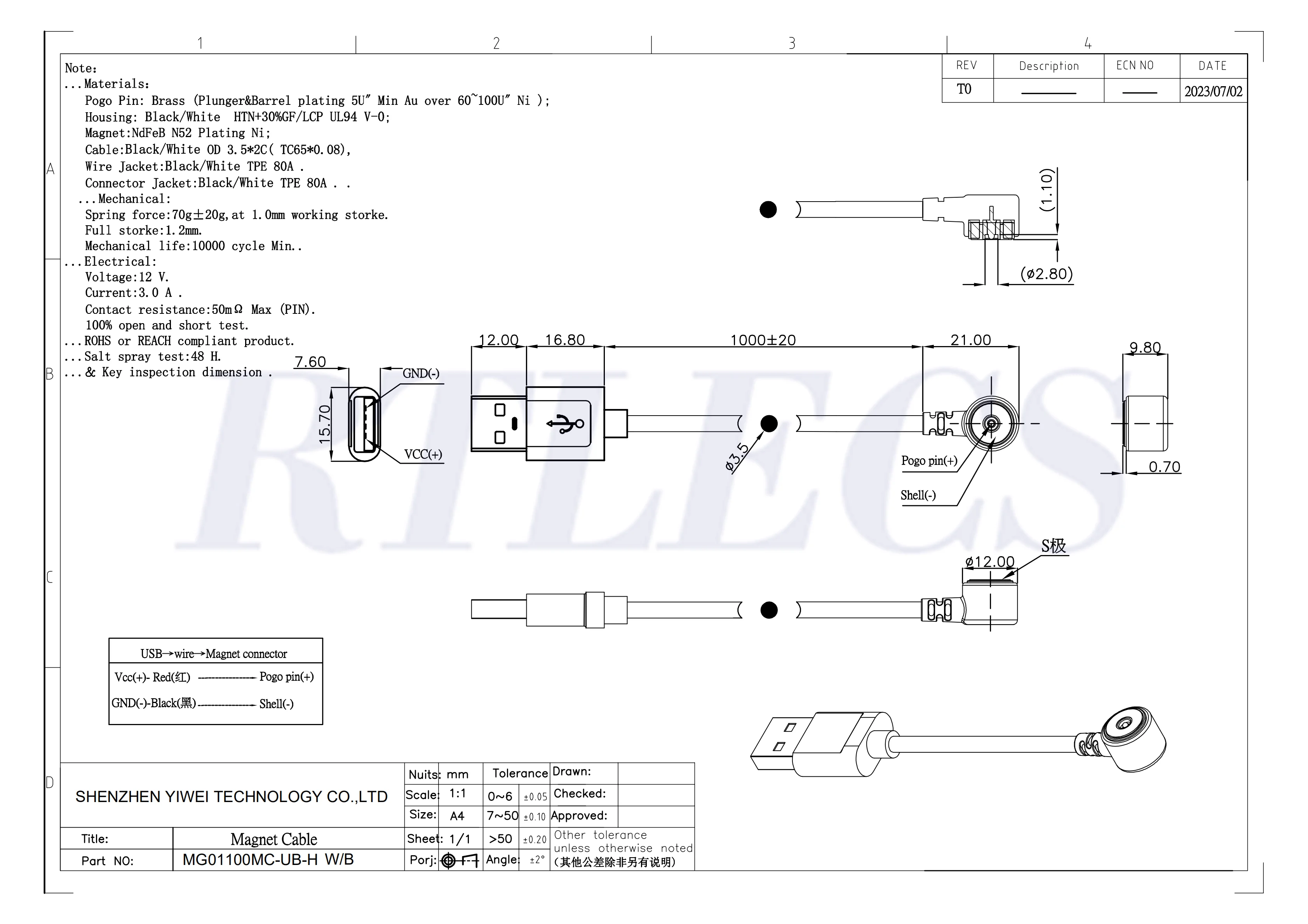 1 Sätze rotierendes magnetisches Ladekabel männlich weiblich Pogo-Pin-Anschlusskabel-Adapter USB A Typ Stromladelösung 3 A – Detail 13