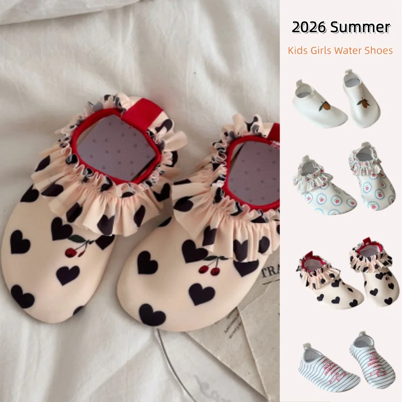 Summer Kids Water Shoes with Cute Print and Frill Trim – Non-Slip Swim Socks for Beach and Water Park Adventures