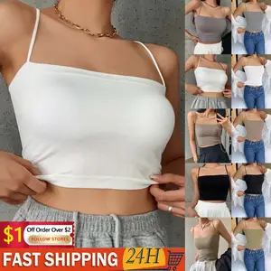 2pc Summer Sexy Camisoles Women Crop Top Sleeveless Shirt Sexy Slim Lady  Bralette Tops Strap Skinny Vest Camisole Base Vest Tops - AliExpress