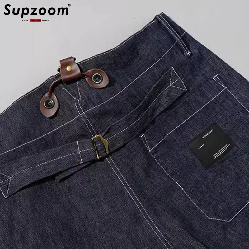 Supzoom New Arrival Top Fashion Autumn And Winter Casual Overalls Men's Fashionable Loose Fatty Multi-pocket Cargo Denim Jeans 6