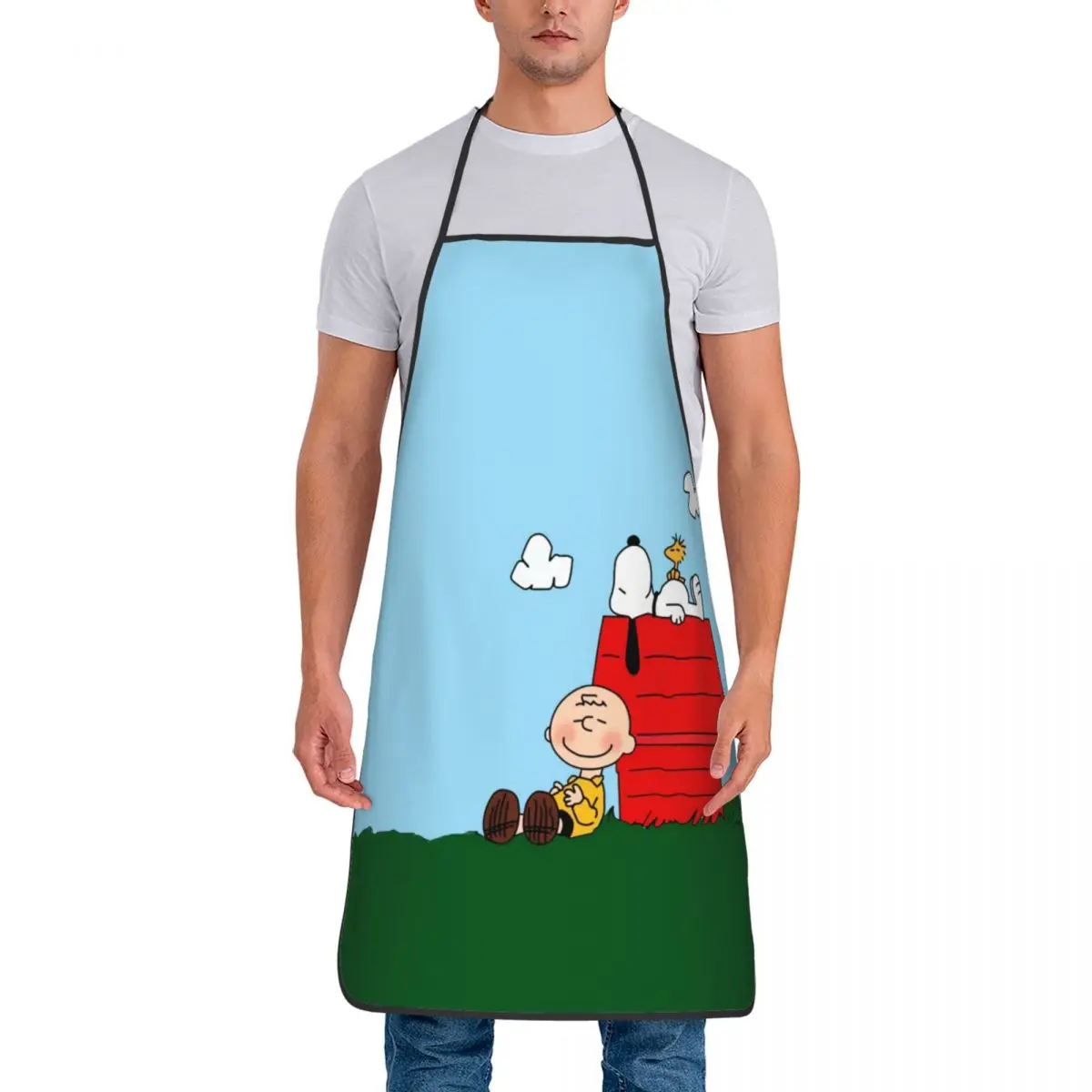 Delantal con pechera unisex personalizado de S-Snoopys para adultos, mujeres y hombres, delantal de chef para cocina, cocina, Charlie Brown, anime, jardinería