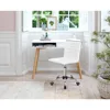Mid Back Vanity Chair,Low Back PU Leather Swivel Computer Desk, Task and Office Chair Retro with Armless Ribbed (White) 2