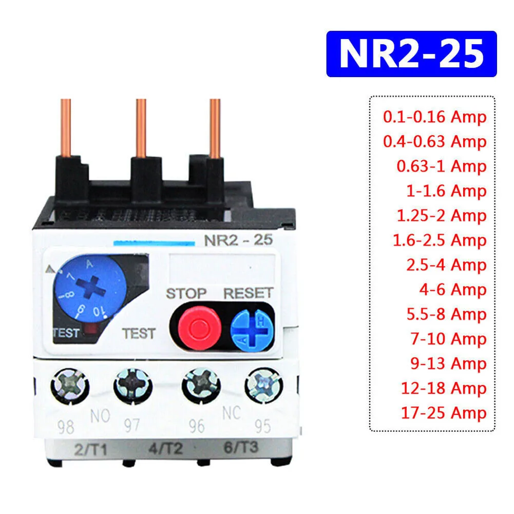 

Range From 0.1-25 Amp Thermal Overload Relay 3 Phase FR NR2-25 For Protect Motor Thermal Overload Relay