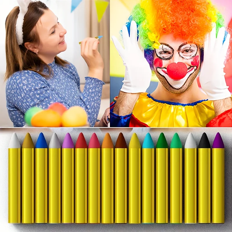 Face Paint Crayon Kit - 16 Makeup Sticks for Halloween Birthday Parties and Cosplay