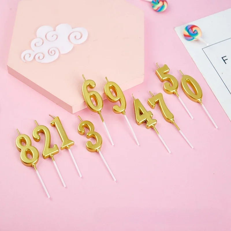 Description Picture 4 of itemCake Candles Decorated with Golden Digital Wax Cake Decorating Supplies Birthday Decoration Happy Birthday