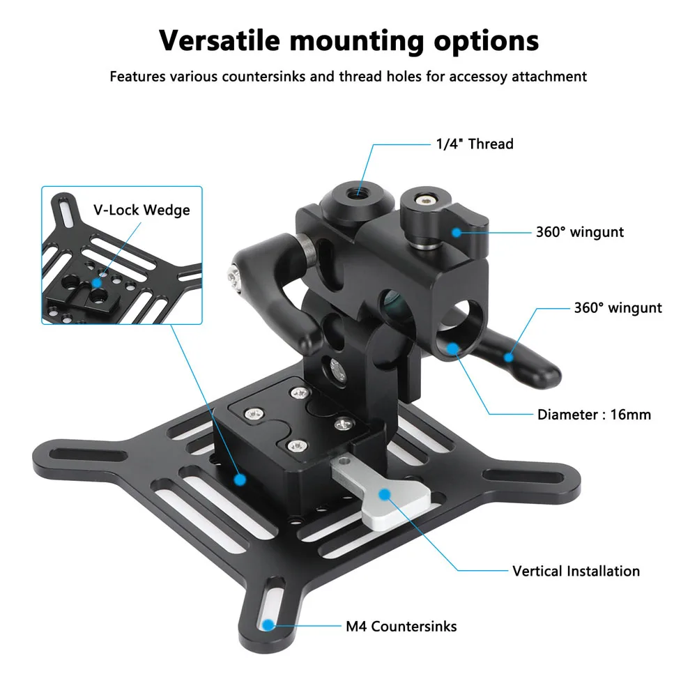 Adjustable VESA Monitor Bracket with with 360° Pan and 5/8" Pole Mount Onto C-S