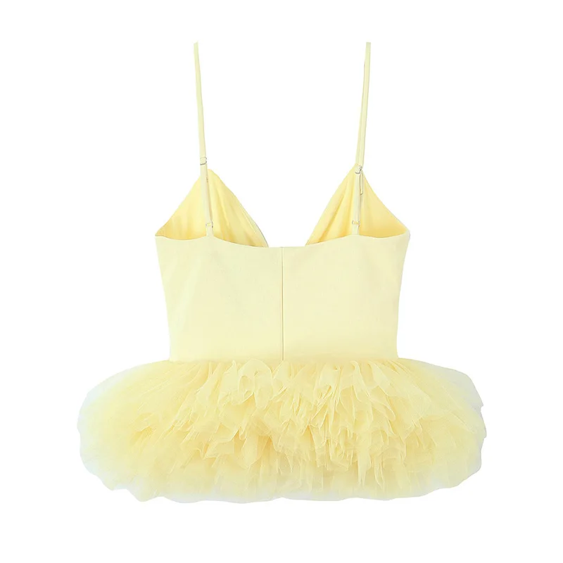 TFMLN  New Summer Fashion Women Tierred Cropped Strap Tops 2025 Sweet V-neck Camisole Solid Sleeveless Causal Sling Vest