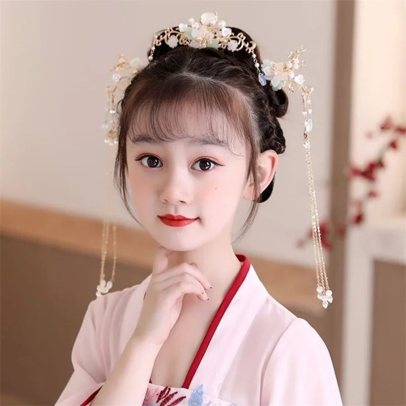 Hanfu Headdress Tassel Step Shaking Hairpin Antique Style Hair Crown Hairpin Set hair accessory jewelry set jewelry accessories hair headdress hair band crown