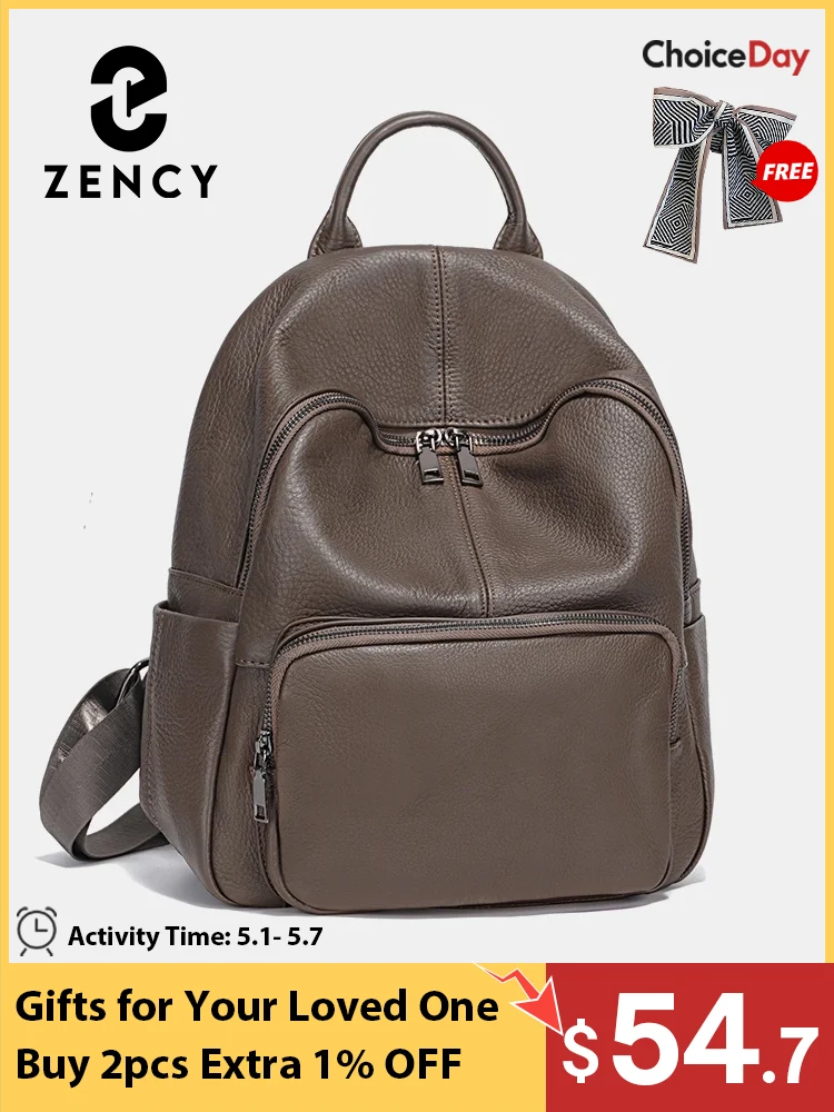 

Zency Women Backpack 100% Genuine Leather Ladies Large Capacity Travel Bags Preppy Style Schoolbag Knapsack Rucksack For Commute