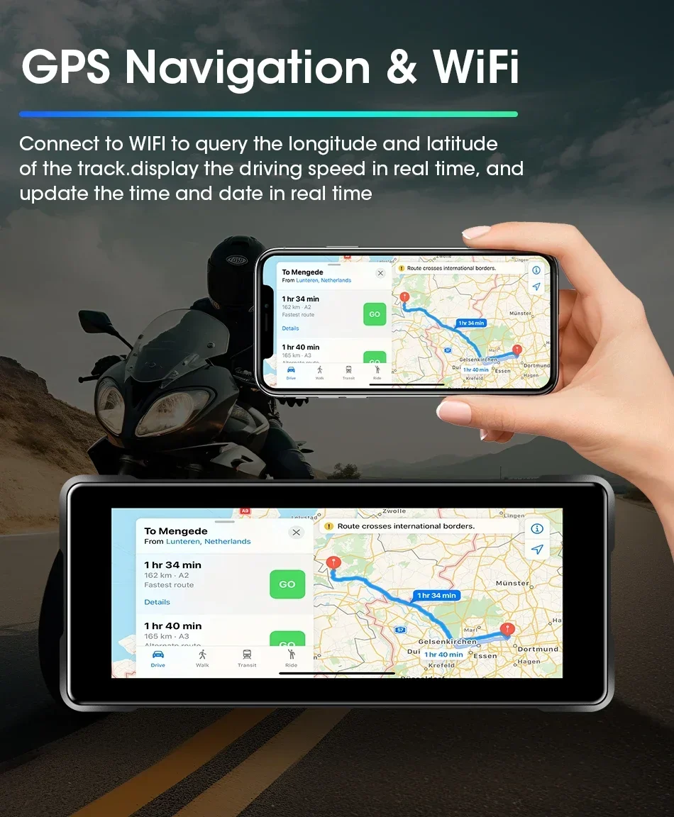 Srnubi Motorrad GPS Navigation Wasserdicht drahtlos Carplay 6,86 Zoll Bildschirm Tragbare Motorrad Android Auto Monitor DVR
