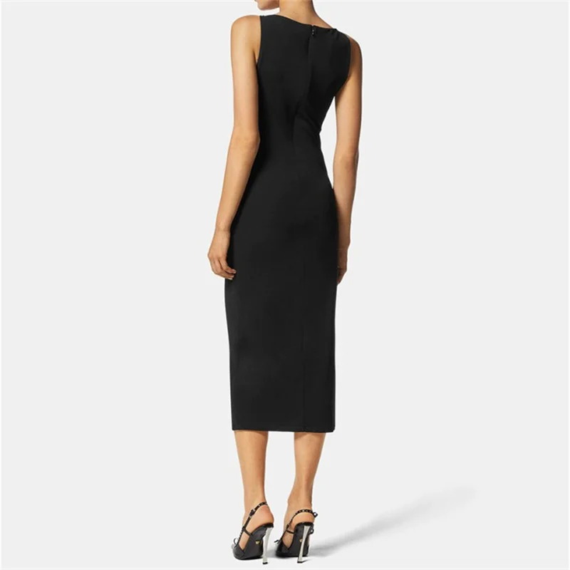 

Женское трикотажное платье с запахом, эластичное длинное платье с V-образным вырезом, открытыми плечами и запахом, модель y2k traf на лето, 2023