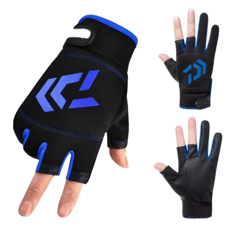 Fishing Gloves 1 Pair Men's Summer Sunscreen Stab-Proof Waterproof Lure Fishing Equipment Special Exposed Non-Slip Three-Finger fishing gloves