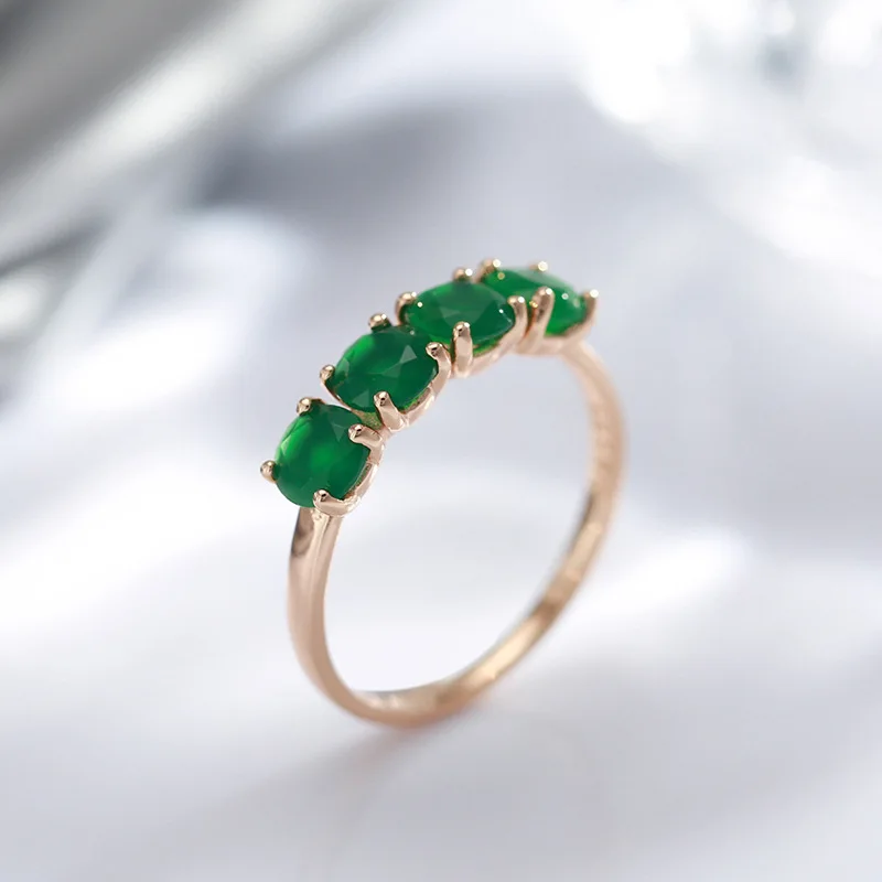 100% 18K rose Gold Ring for Women Natural emerald gemstone Jewelry Anillos De Bizuteria Anillos Mujer Gemstone gold Rings Box 3