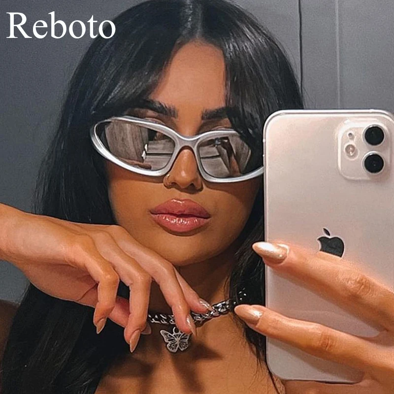 Polarized Y2k Wrap Around Women Sunglasses Futuristic Gold Mirror