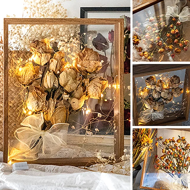 3D Photo Frame Glass Picture Frame Dried Flower Collection Display Frame  Desktop Ornament Room Decor Cadre 3d Framework