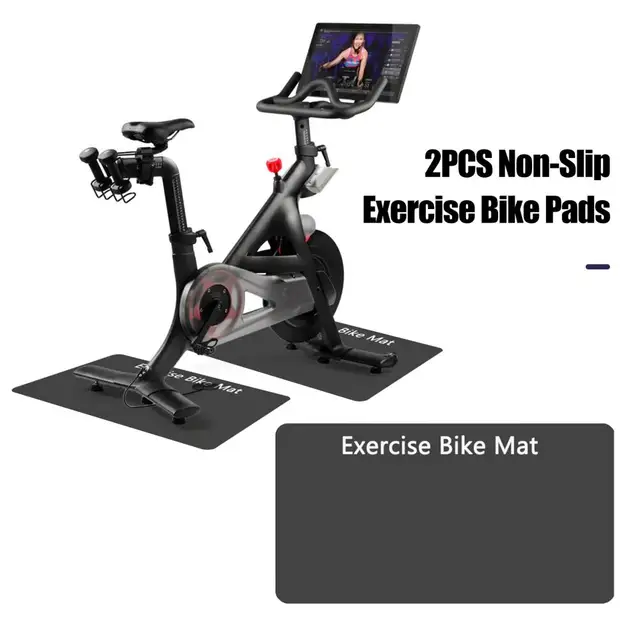 Rubber Exercise Bike Mat Noise Reduction Exercise Bike Mat Set for Indoor Cycling Elliptical Training for Stationary for Home 2