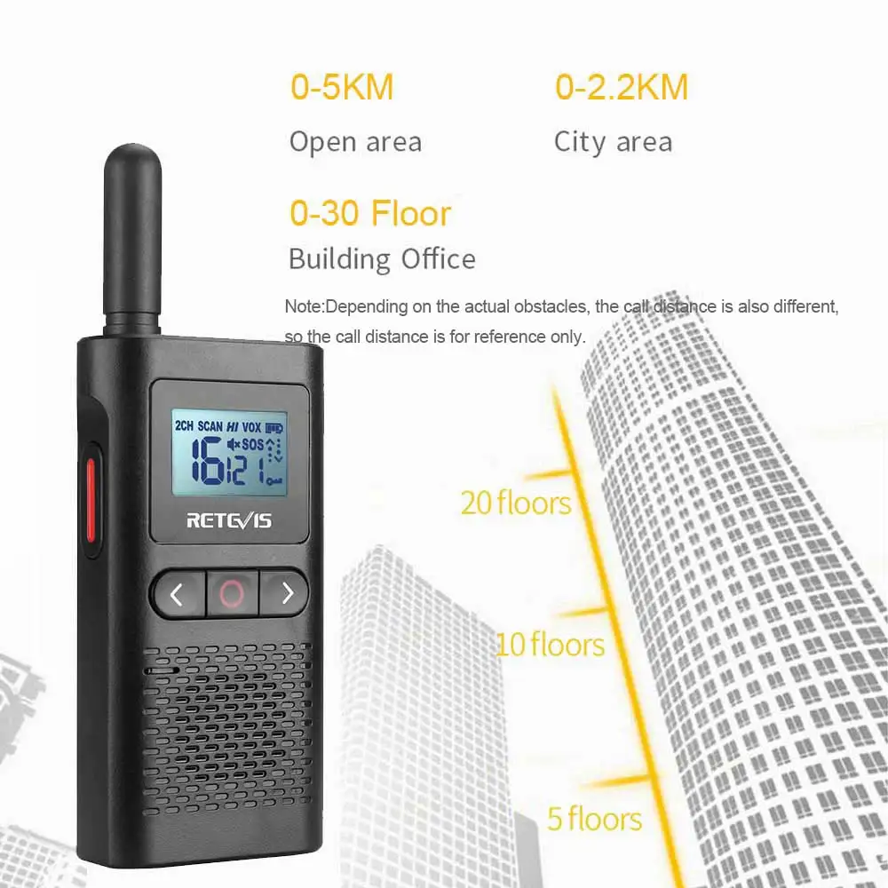 Retevis Mini Walkie Talkie Rechargeable Walkie-Talkie Pcs Included PTT  PMR446 Long Range Portable Two-way Radios For Hunting