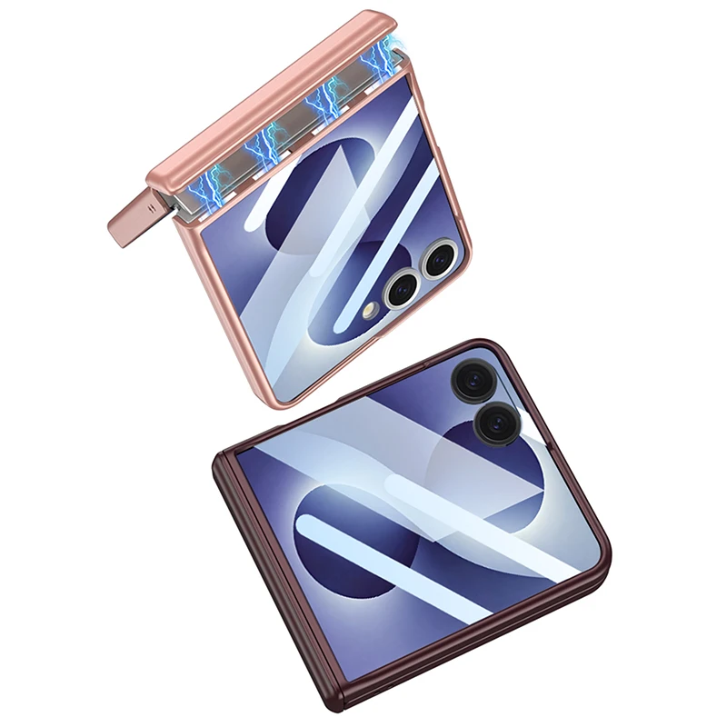 Magnetic Hinge All-included Protective Matte Hard Phone Case with Outer Screen Guard