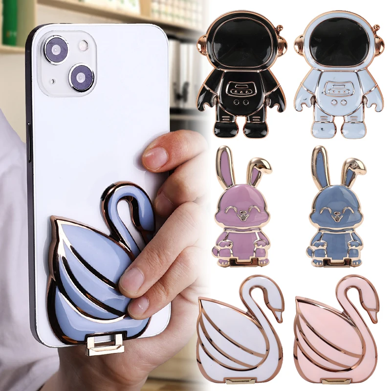 Creative Cartoon 3D Astronaut Rabbit Swan Supporto Per Telefoni Pieghevoli Supporto Per Smartphone Desktop Universali Staffa Pigra Ultra Sottile
