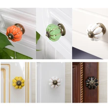 

KAK Pumpkin Ceramic Handles 40mm Drawer Knobs Cupboard Door Handles Single Hole Cabinet Handles With Screws Furniture Handles