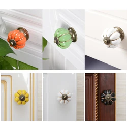 KAK Pumpkin Ceramic Handles 40mm Drawer Knobs Cupboard Door Handles Single Hole Cabinet Handles With Screws Furniture Handles