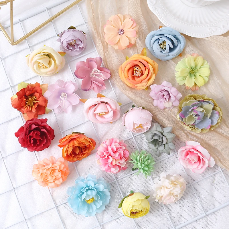 Rose künstliche Blumen Köpfe für zu Hause Raum dekor Hochzeit Hochzeit Dekoration gefälschte Blumen DIY Sammelalbum Geschenk box Zubehör