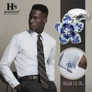 Luxury Gold Tone Crystal Cufflinks Set for Men - Wedding Shirt Accessories with Chain and Gemstones