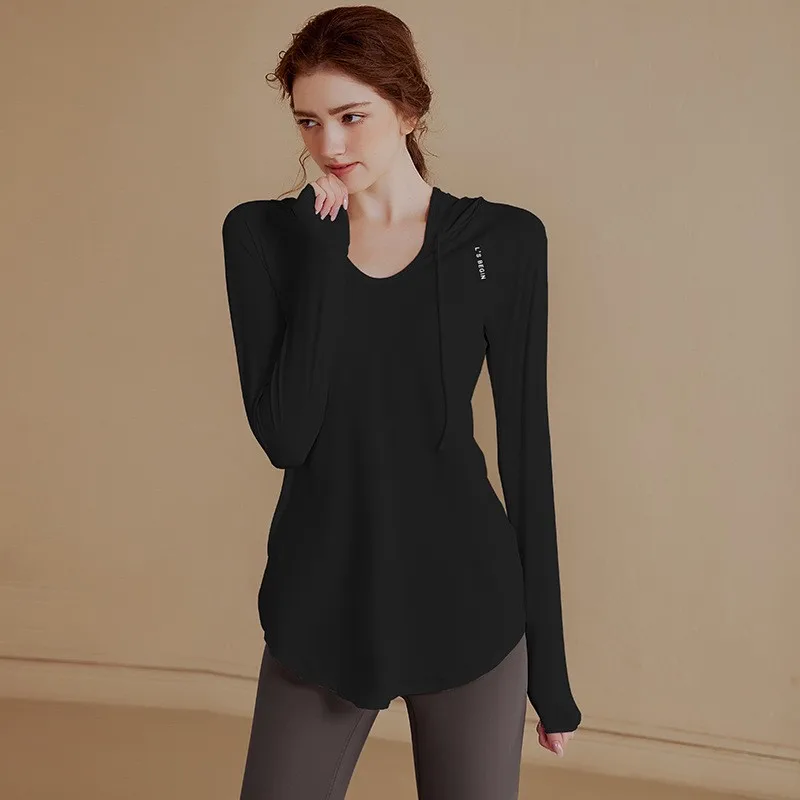 חולצת ספורט לנשים לכושר ריצה ריצה ללא תפרים בשרוול ארוך חולצת ספורט לאימון נשים חולצת יוגה עליונה לאימון נשים חולצת טי-שירט
