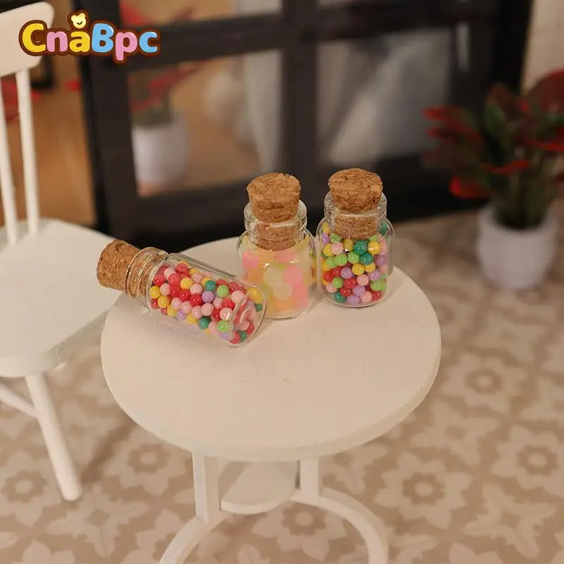 

2Pcs 1/12 Dollhouse Colored Candy Glass Jar Miniature Kitchen Food Pretend Play Toy For Dolls House Life Scene Decor Accessories