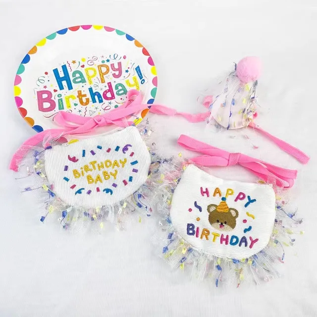 Pet Birthday Bib And Tassels Hat Cat Dog Party Lace Scarf Saliva Towel Pets Birthday Dress Up Supplies Pet Birthday Bib And Tassels Hat Cat Dog Party Lace Scarf Saliva Towel Pets Birthday Dress Up Supplies
