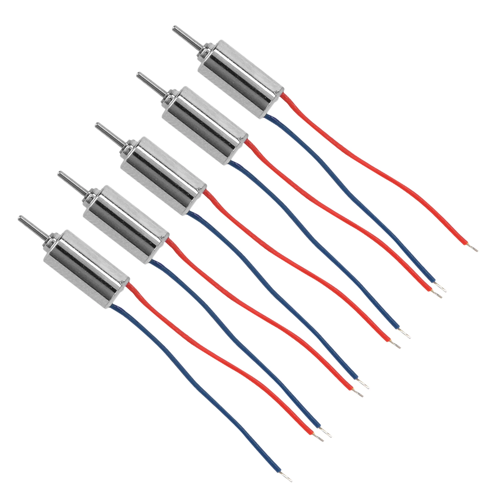 Cinq micro moteurs sans noyau alignés, parfaits pour motoriser des avions RC ou autres jouets