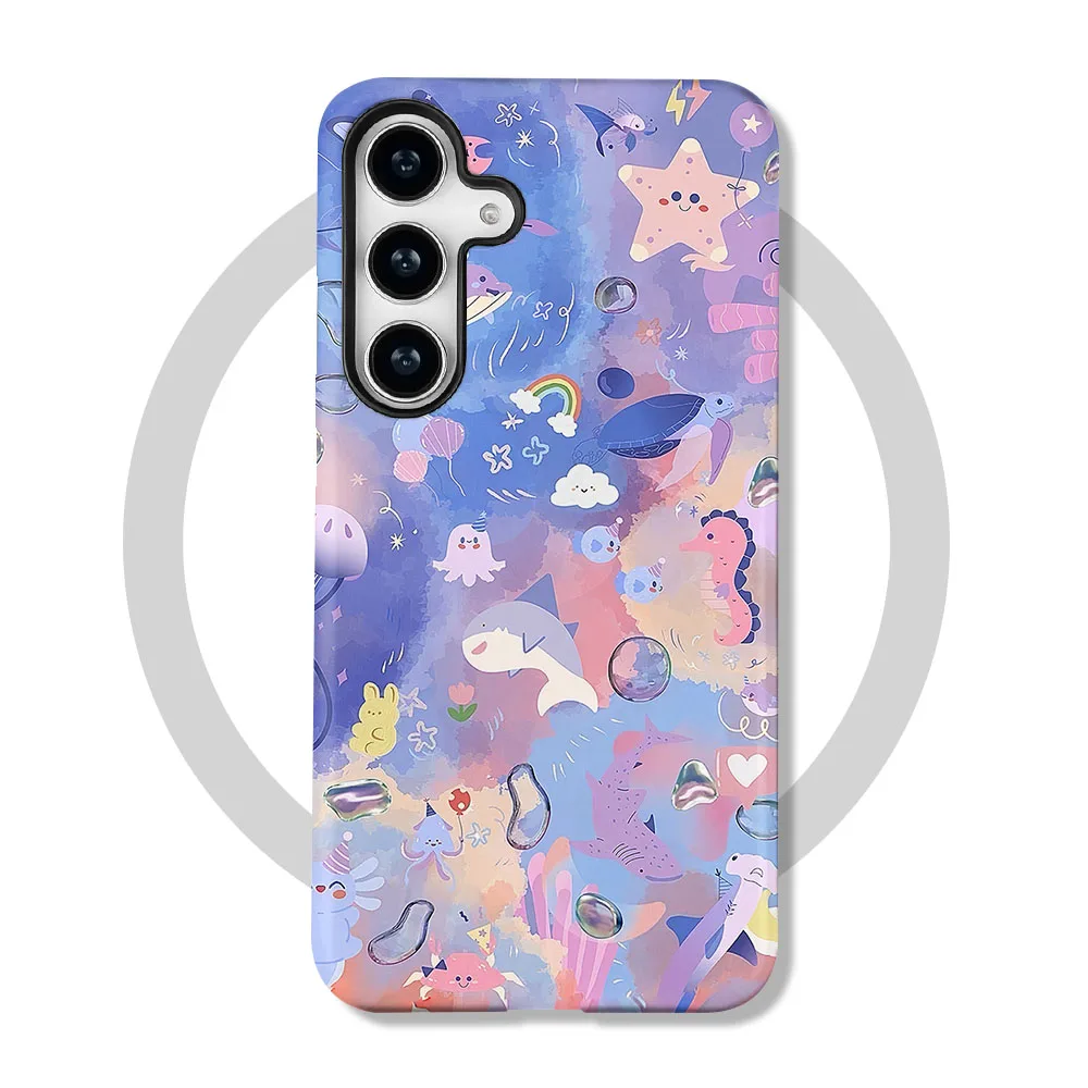 Magnetic Cartoon Pattern 2-in-1 Phone Case with Film Cover
