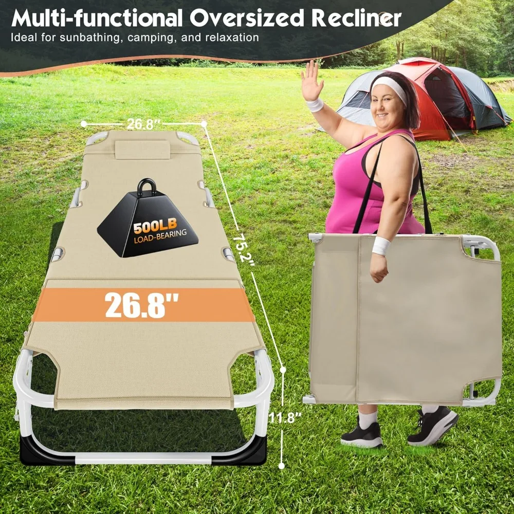 Tanning Lounge Chair 5-Position, Outdoor Sunbathing Chairs Folding Chaise Lounge, Sun Tanning Lounger with Face Hole, Perfect f 2