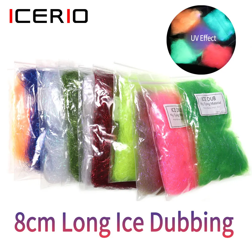 

ICERIO 1Pack UV 8cm Long Ice Dubbing Fly Tying Material For Tying Nymphs Streamers Baitfish Saltwate Fly Trout Fishing Luresr