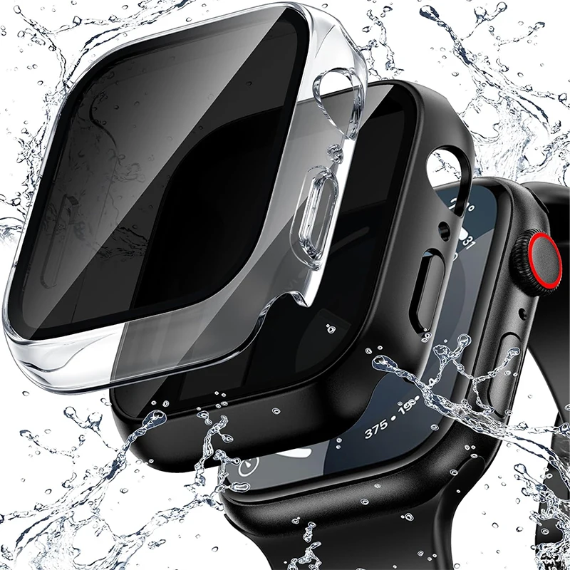 애플 워치용 프라이버시 유리 및 케이스, 엿보기 방지 강화 스크린 보호대, 아이워치 9, 8, 7, 6, 5, 4 SE 커버, 40mm, 45mm, 41mm, 44mm  Best5