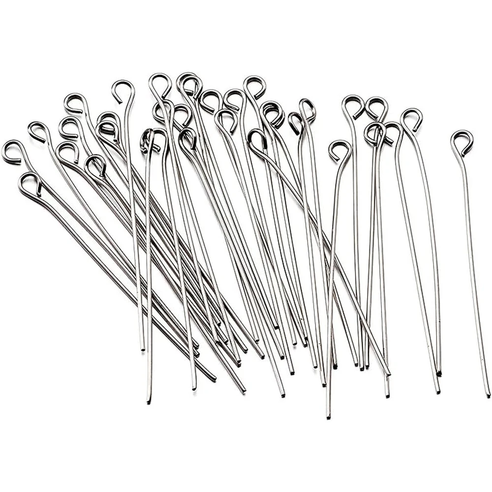 100 Stück Edelstahl Auge offene Schlaufe Stifte Anschluss Befunde für DIY Halskette Armbänder Ohrring Schmuck Herstellung Zubehör