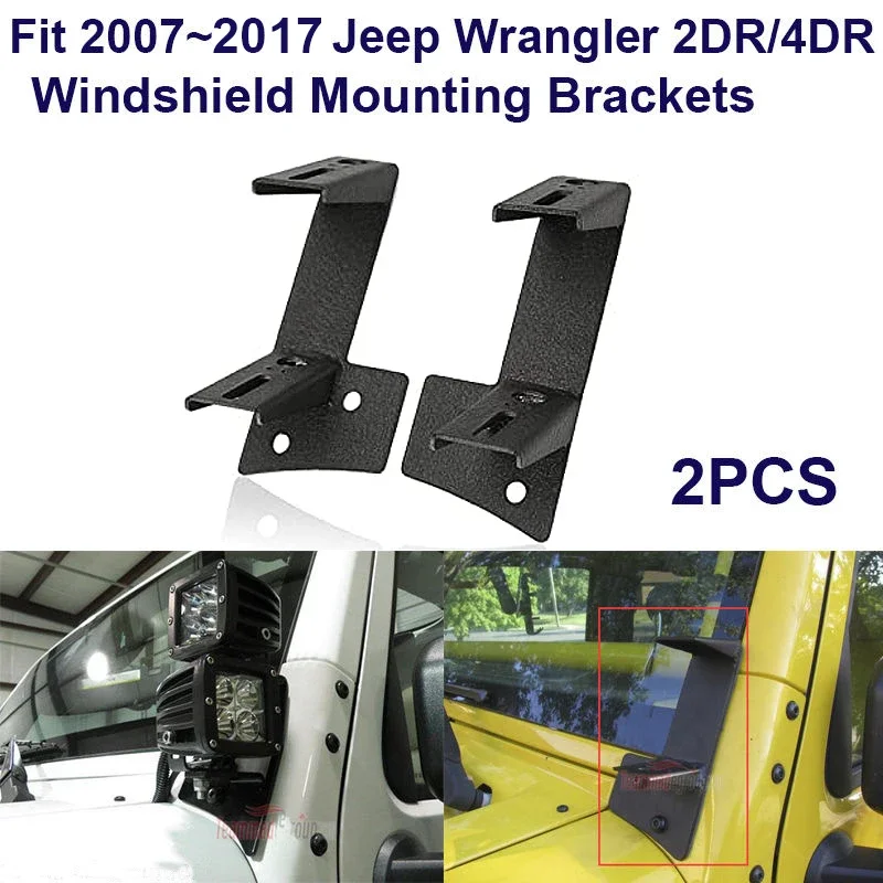 

Double-layer Work Light Bracket Dual A-Pillar Light Brackets Dual Lower LED Work Light Mounts Kit for 07-17 Jeep Wrangler JK/JKU