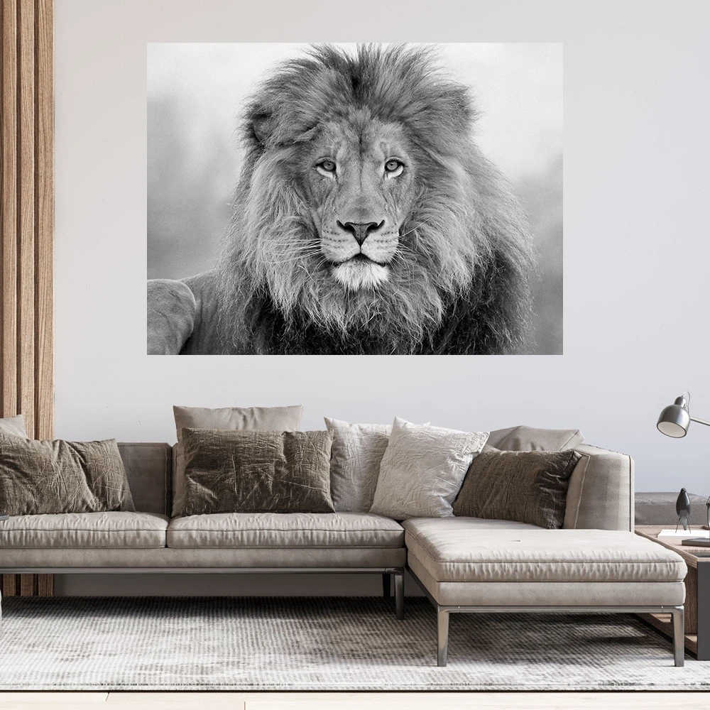 

Close Up Photography Black and White Lion Animals Canvas Painting Wall Art Picture Print Gallery Living Room Interior Home Decor