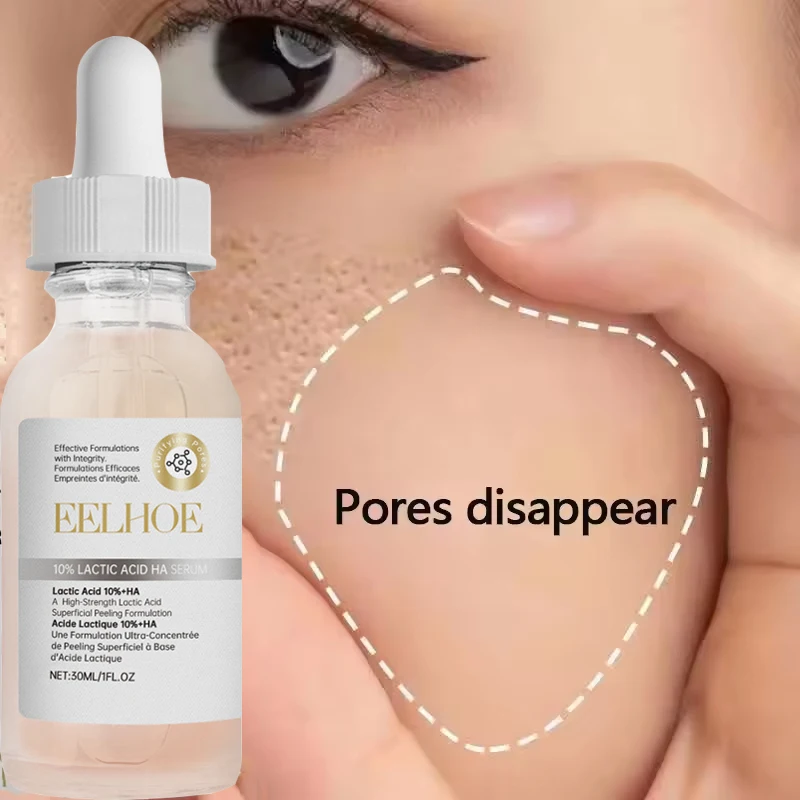 Sérum pour le visage à l'acide hyaluronique, hydratant en profondeur, peau ferme, acide lactique, rétrécit les Pores, Anti-rides, vieillissement, estompe les taches foncées, éclaircit les soins