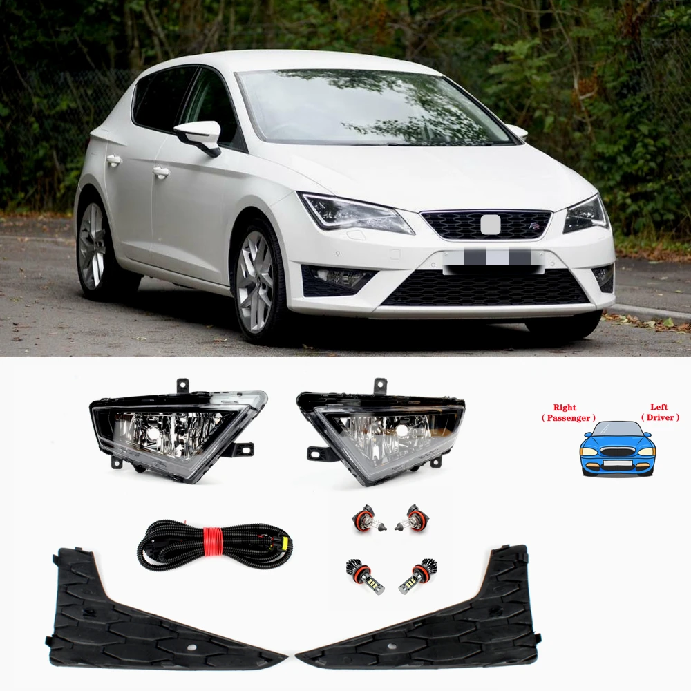 

Halogen/LED Car Lights For Seat Leon FR 2013 2014 2015 2016 2017 Front Bumper Fog Light Lamp Fog Light Grille And Wire Assembly