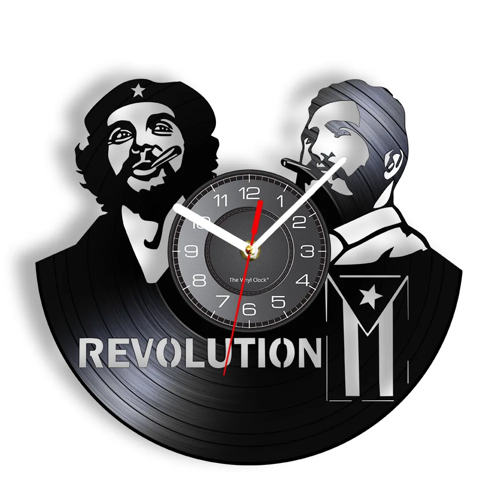 

Fidel Castro Che Guevara Cuban Home Deor Wall Clock Havana Cuba Revolution Vinyl Record Clock Viva Cuba Libre Cuban Flag Clock