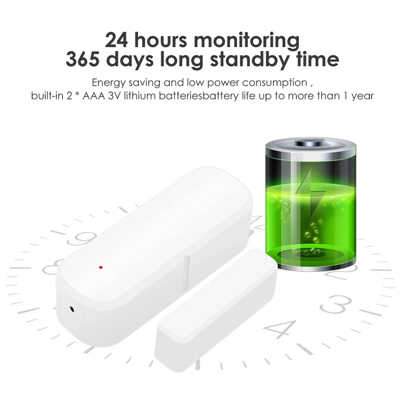 Black WiFi Door Sensor for Home Security with App Alert