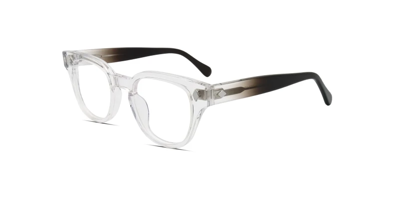 Neue stilvolle optische Brille mit Retro-Nieten-Design, hochwertiger Acetat-Rahmen, Unisex, Johnny Depp-Rahmen, klare Gläser. – Detail 11