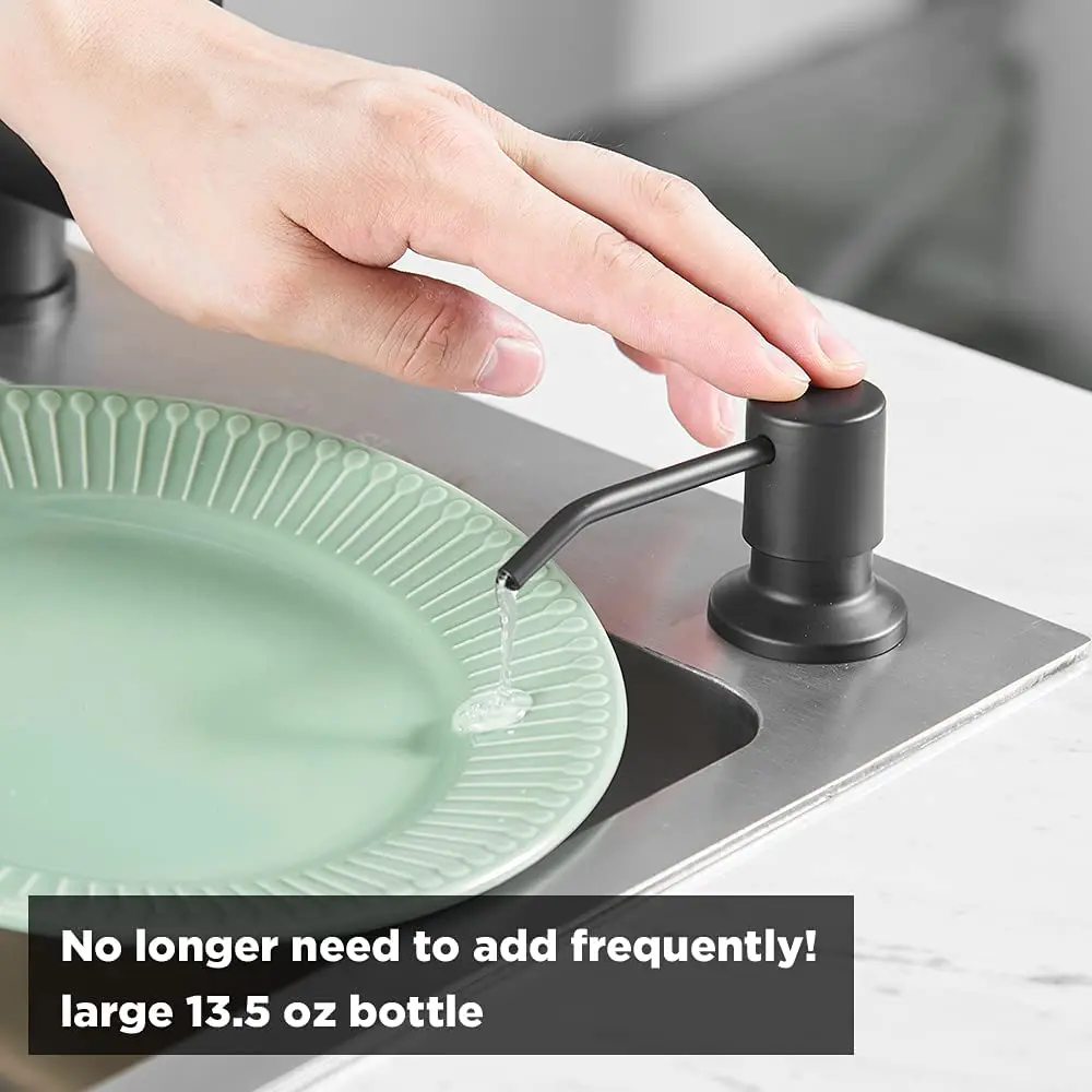 

Kitchen Sink Liquid Soap Dispenser Pump Stainless Steel 400ML Liquid Soap Bottle Sink Mount Hand Pressure Soap Dispenser Bottle