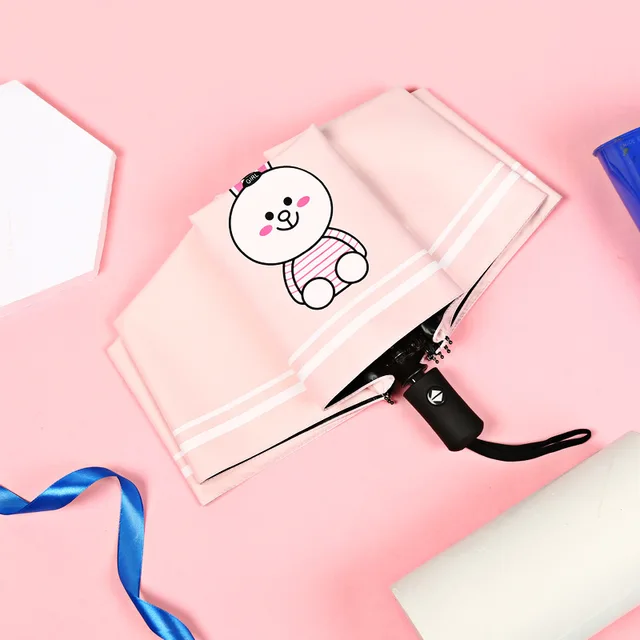 Aranyos Esernyő Gyerekeknek Megvastagodott Fekete Ragasztó Teljesen Automatikus Cica Napsütés Lány Gyermeknek Sombrilla Paraguas Mujer - Image 4